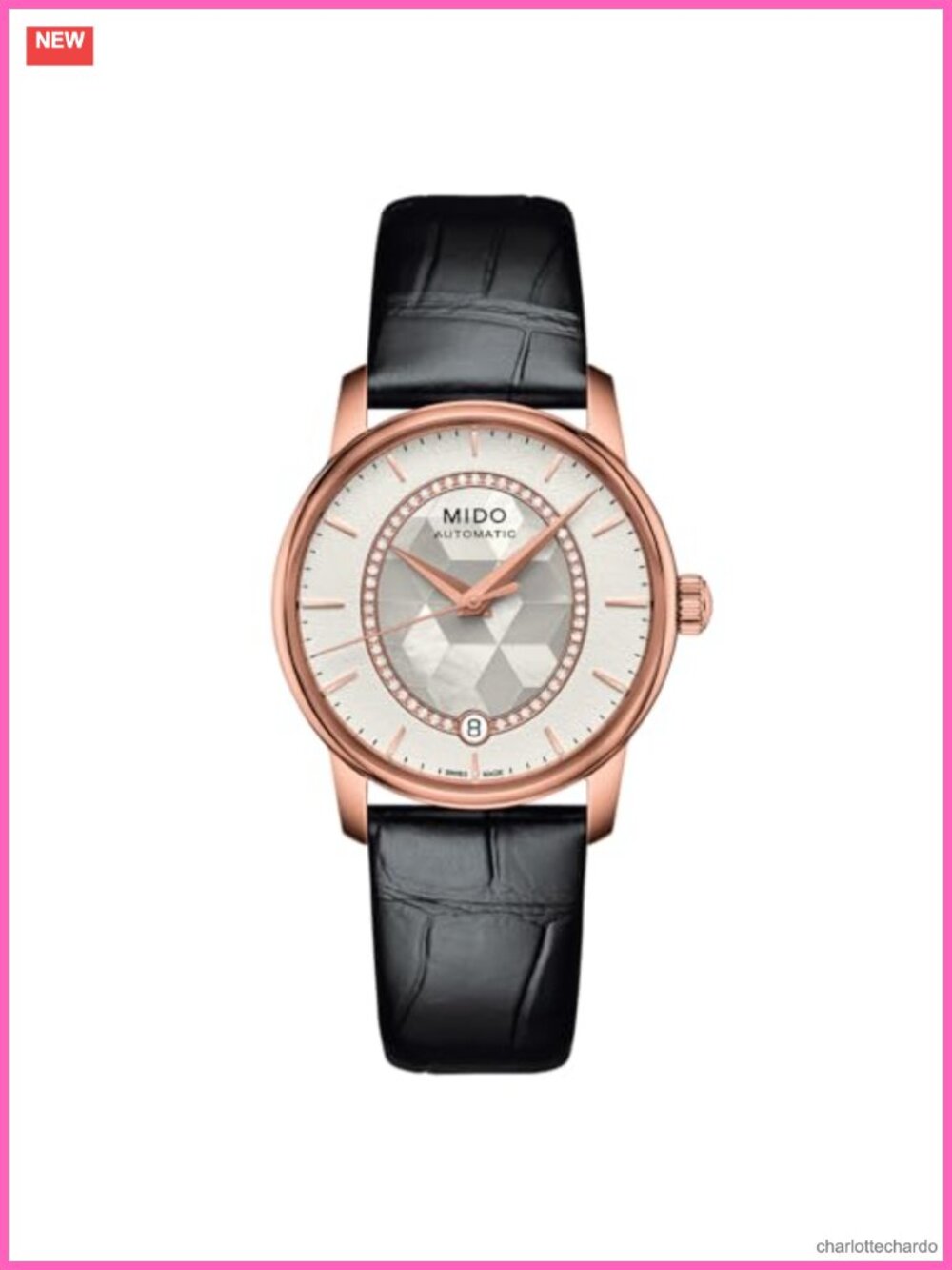 Swiss Automatic Watch Women 33mm Mother of Pearl Dial Rose Gold PVD